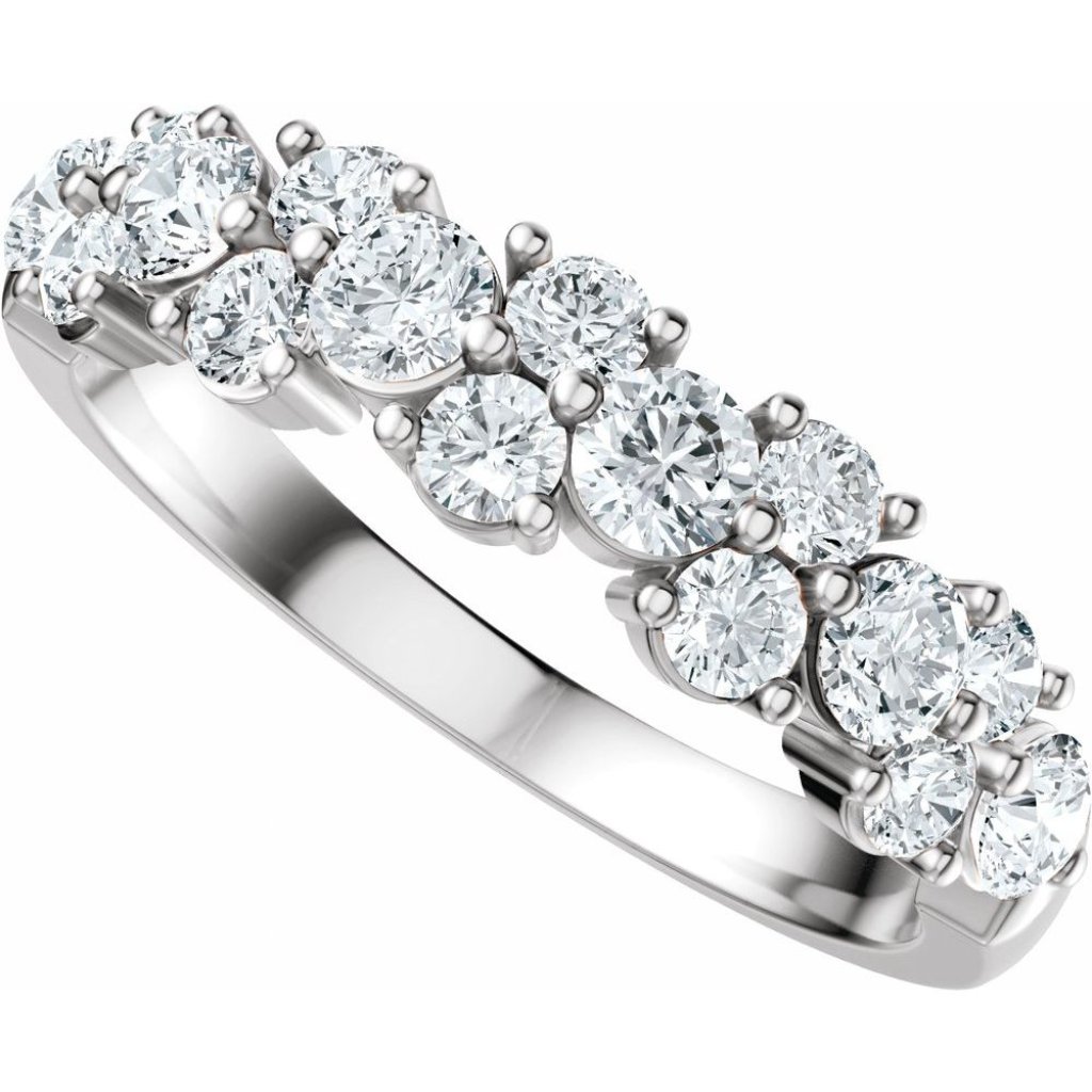 14k Gold 1 Ctw Lab-Grown Diamond Anniversary Band Rhodium-Plated | Vs Clarity
